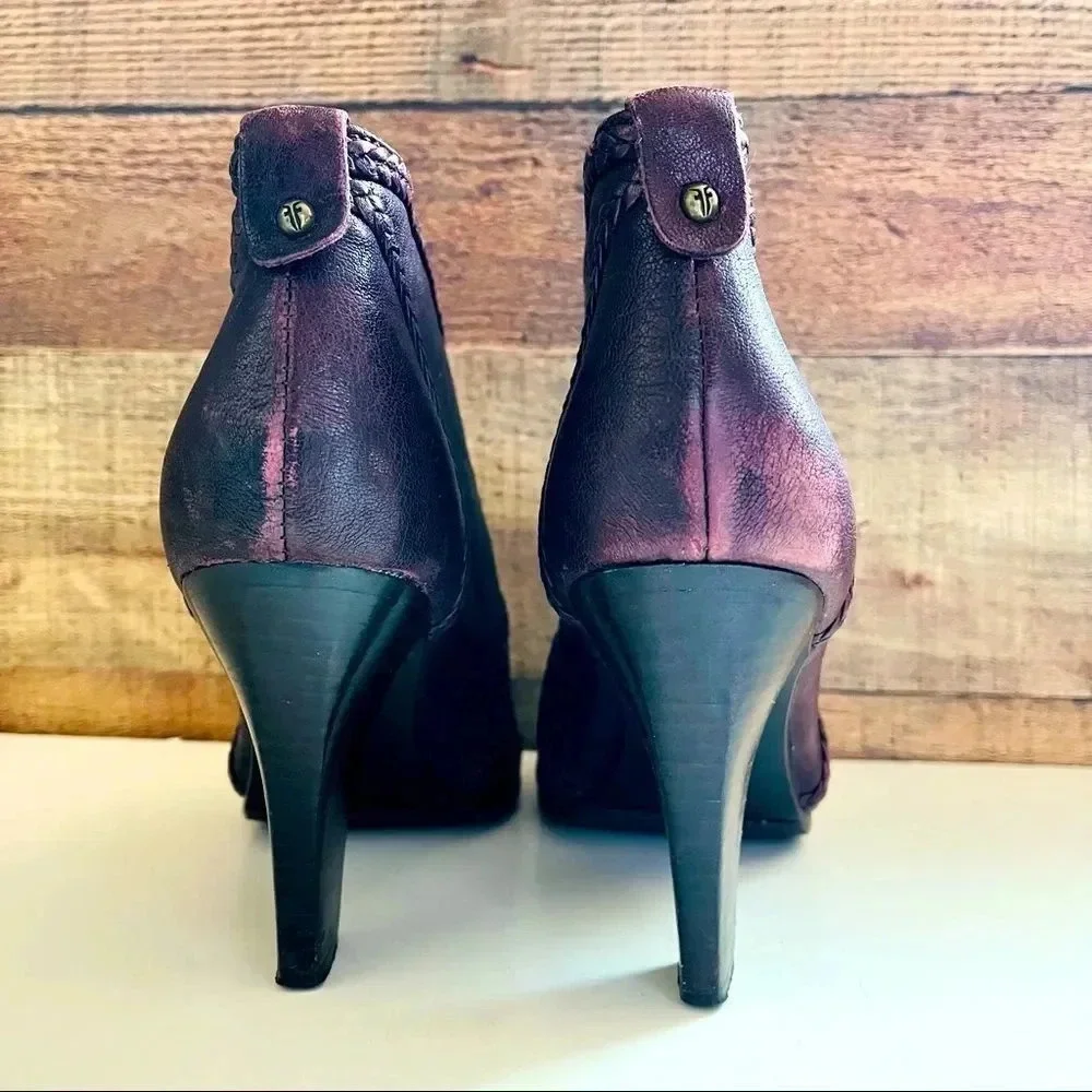 Frye Vicki Purple Leather Heeled Bootie